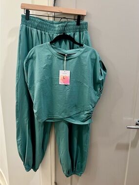 Green Two-Piece Lounge Set - Tee & Joggers